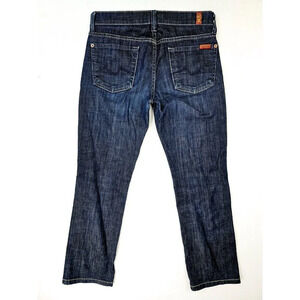 7 For All Mankind Size 24X26 Women Straight Leg Blue Denim Jeans Made In The USA